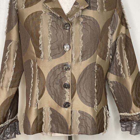 TAYLOR G Dallas Texas size MEDIUM Jacket Embroidered Layered Sleeves USA BRONZE - Picture 6 of 15